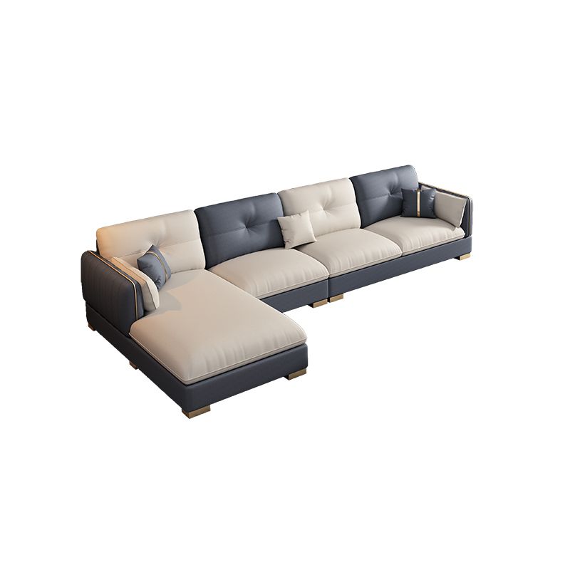 30.7"H Scandinavian Faux Leather Square Arm Sofa & Chaise for Living Room