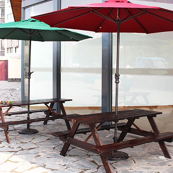 Farmhouse Solid Wood Picnic Table UV Resistant Brown Patio Table