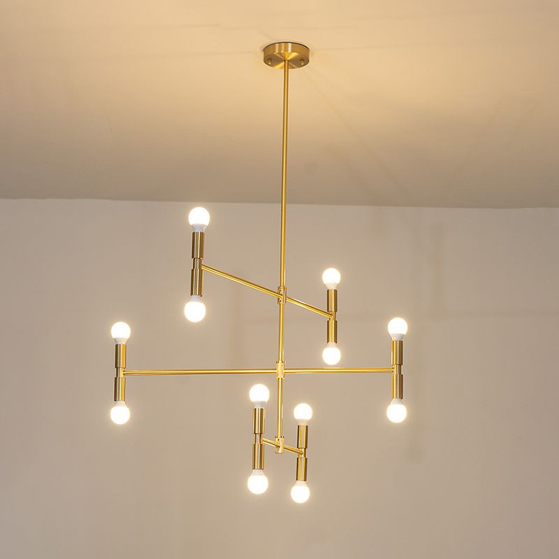 Exponierte Metallkronleuchter leichte postmoderne 12 Leuchten hängende Lampe für Wohnzimmer