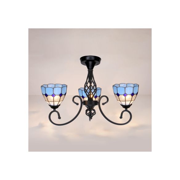 3 luci macchie vetrate Light Vintage Surface Surface Montano Affermazione Bianco/Blu