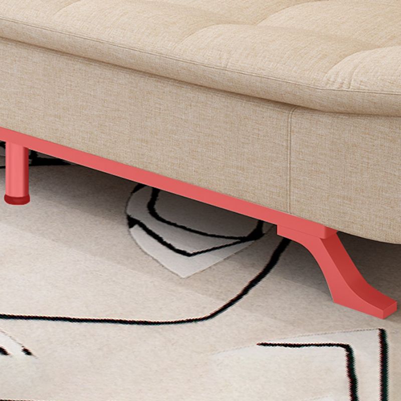Cotton Blend and Faux Leather Contemporary Armless Biscuit Back Sofa Bed