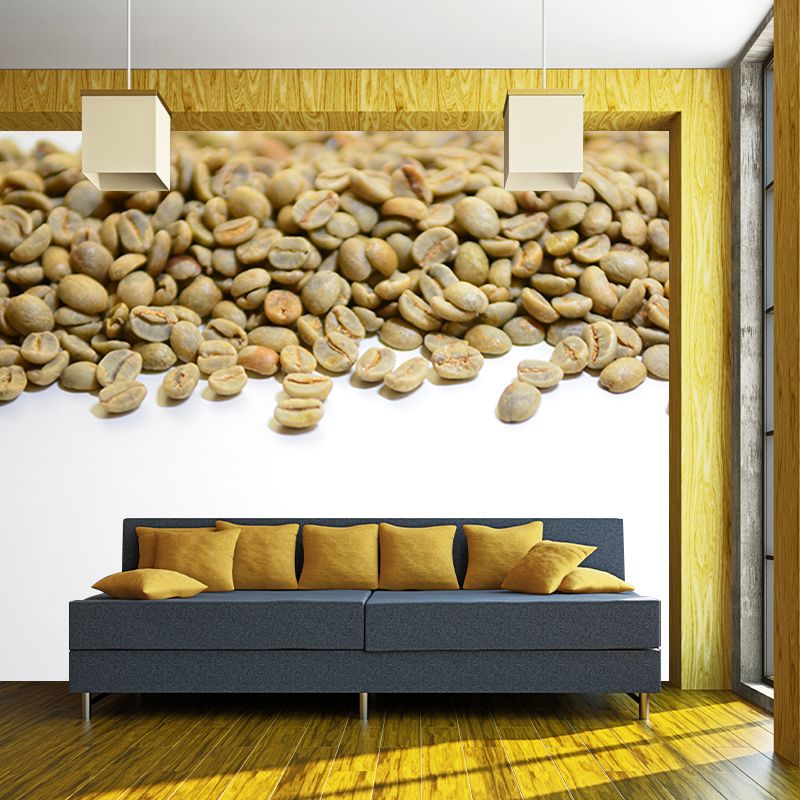Coffee Beans Mural Wallpaper Decoration Coffee Bar Wall Art in Soft Color