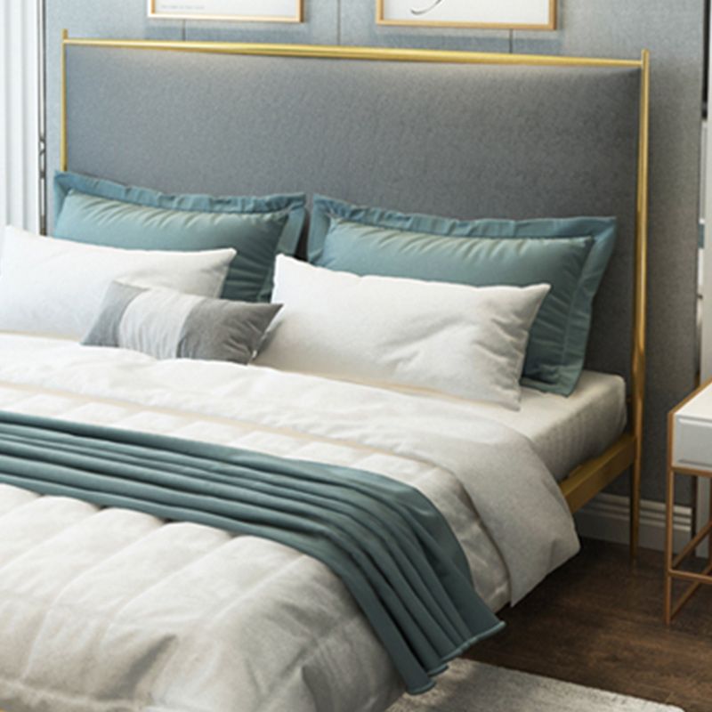 Modern Metal Platform Bed Standard Bed with Upholstered Headboard