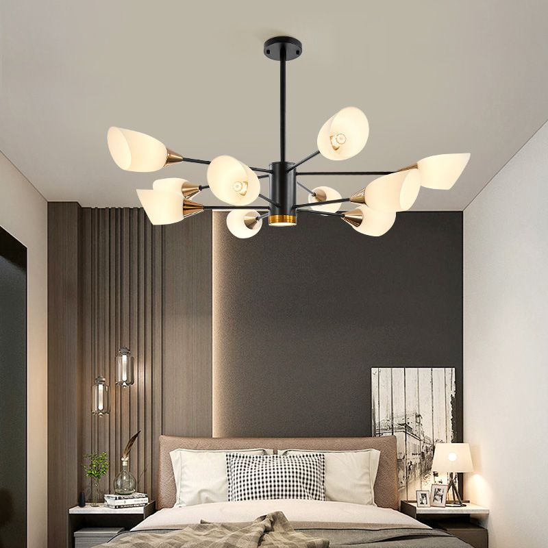 Modern Chandelier Minimalism Glass Shade Hanging Lighting Fixture for Sitting Room