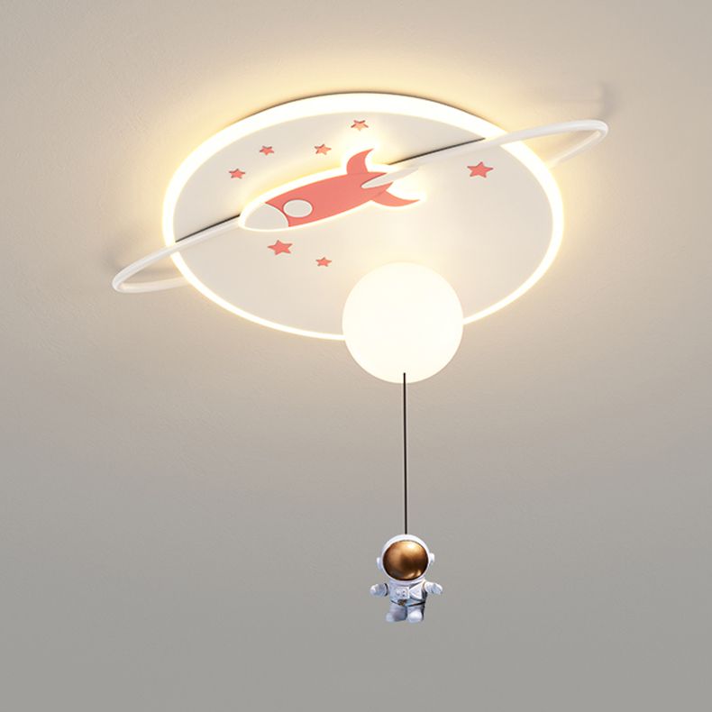 Estilo infantil LED FLUSH Light Space Rocket y astronauta Acrílico Flush Light