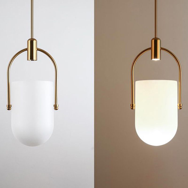 Golden moderne stijl glas hangend licht met enkele lamp mini slaapkamer verlichtingsarmatuur