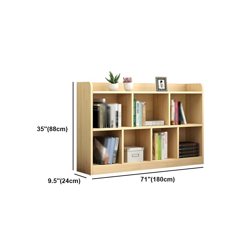 Closed Back Bookshelf Solid Wood Contemporary Style Natural Bookcase for Office