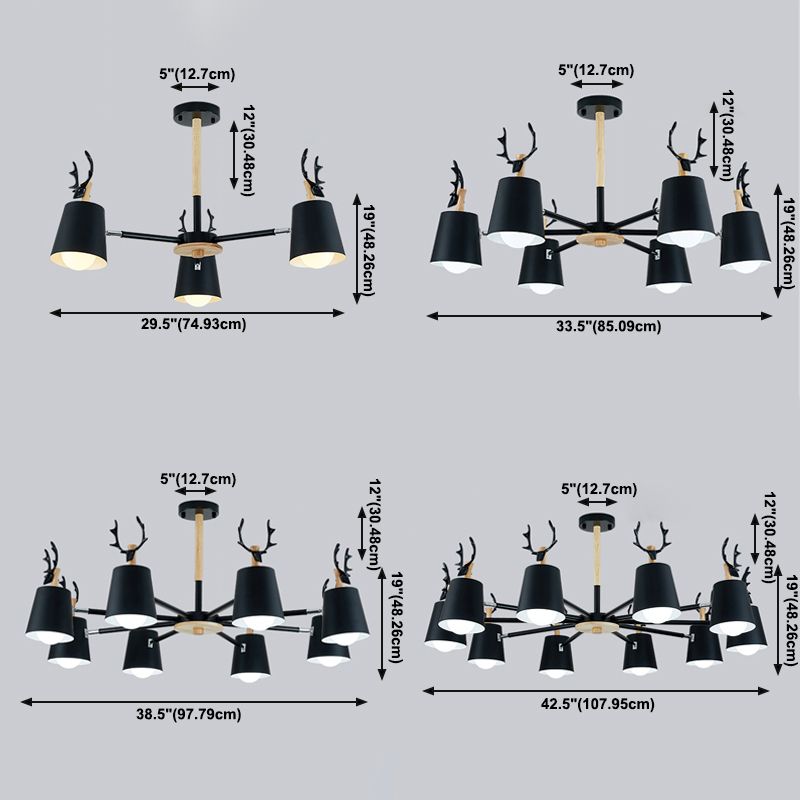 Iluminación colgante geométrica de múltiples luces lámpara de techo de metal de estilo moderno