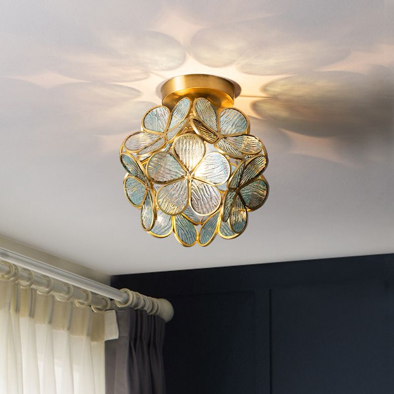 One-Light Antique Ceiling Light Brass Metal Ceiling Mounted Fixture