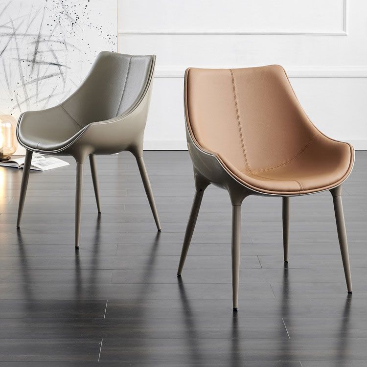Contemporary Metal Dining Chair Wingback Side Furniture in Matte Finish for Home