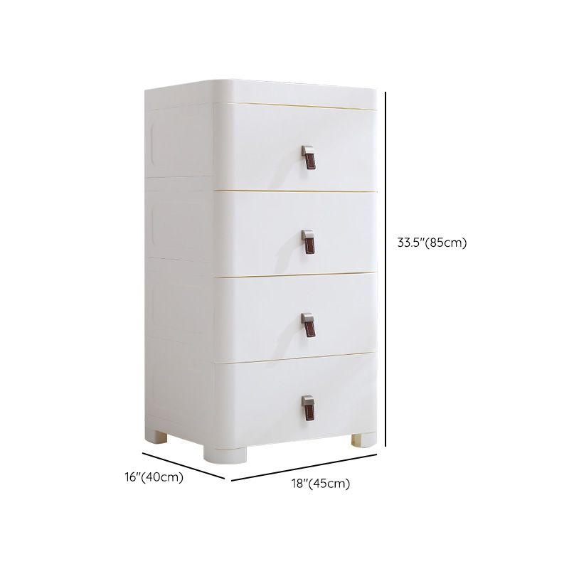 White Plastic Storage Cabinet for Bathroom Contemporary Cabinet with Drawers