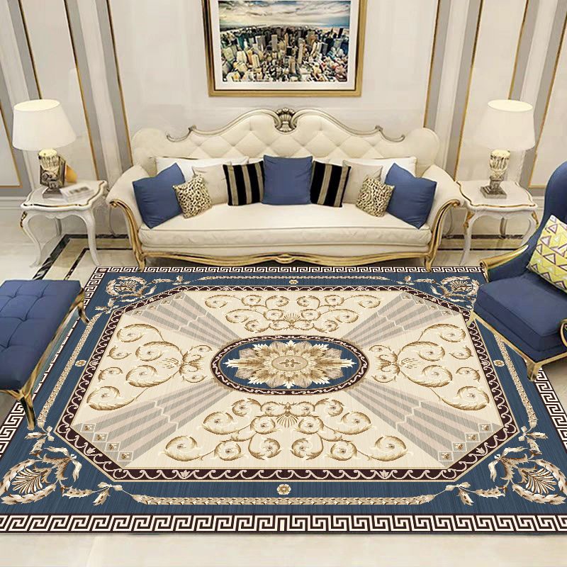 Multicolor Modern Rug Polyster Floral Printed Area Carpet Anti-Slip Backing Stain-Resistant Indoor Rug for Parlor
