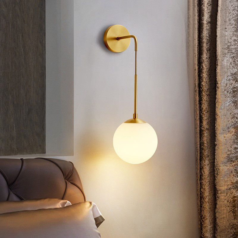 Ball Shape Glass Wall Light Modern Style 1 Light Wall Light Sconce in Gold