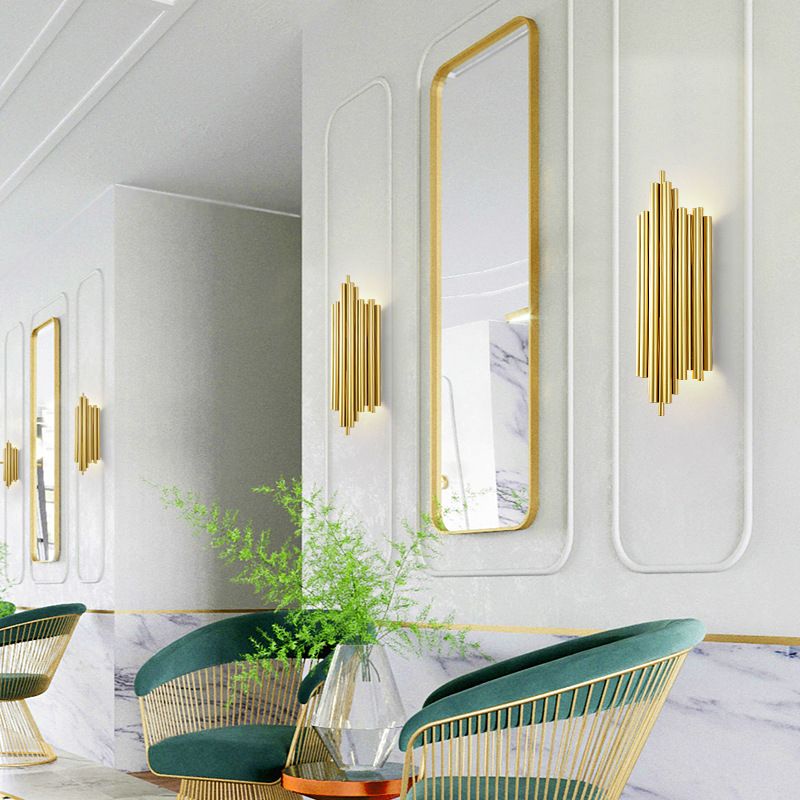 Industrial Wall Light Golden Metallic Shade Wall Light Sconce for Living Room