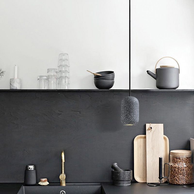 Lámpara de suspensión modernista de luz colgante de cemento cilíndrico para dormitorio