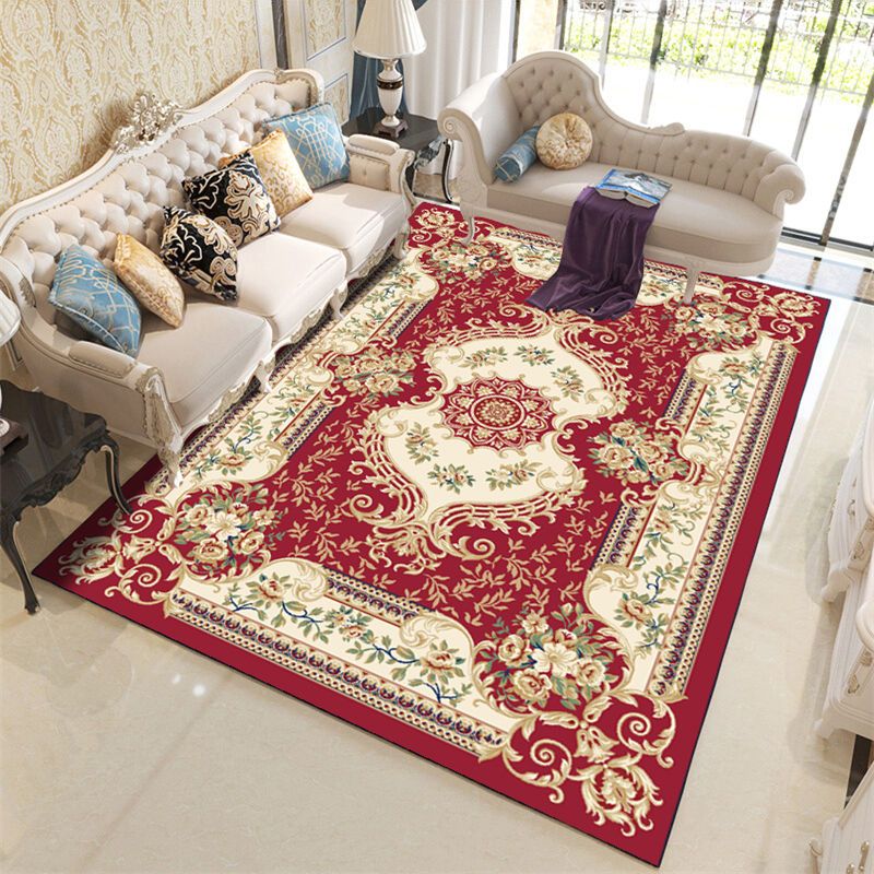Navy Modern Carpet Blended Graphic Carpet Non-Slip Backing Carpet for Living Room