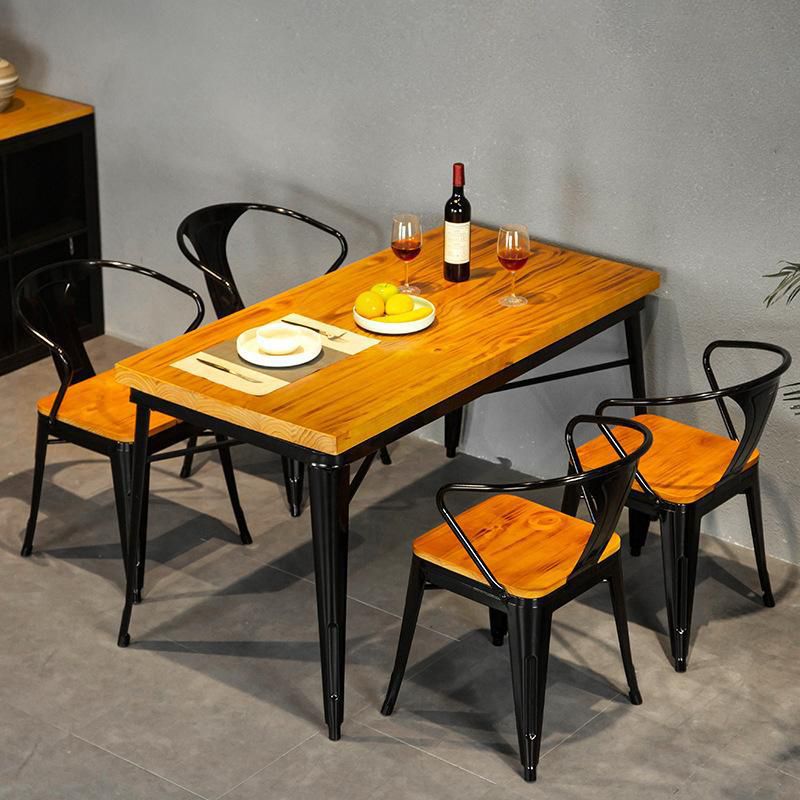 Industrial Metal Dining Chair Open Back Dining Side Furniture in Matte Finish for Indoor