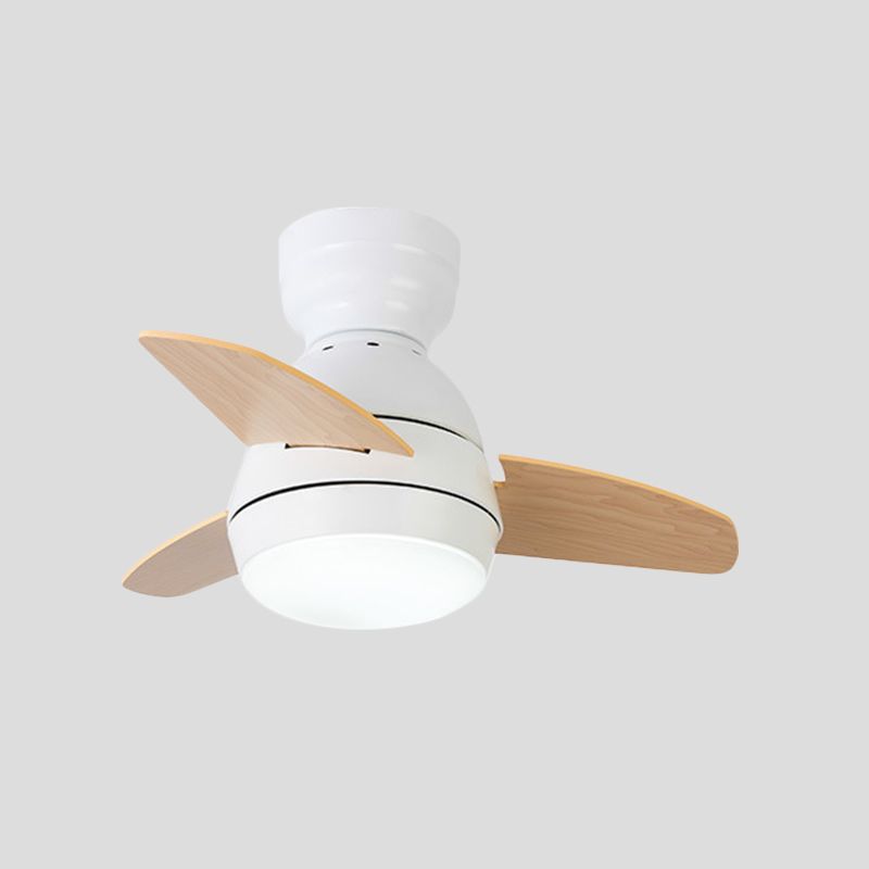 LED Round Pendant Fan Lighting Modern White/Black/Pink Finish Acrylic 3 Blades Semi Flush Mount Lamp with Wall/Remote Control, 33.5" Wide