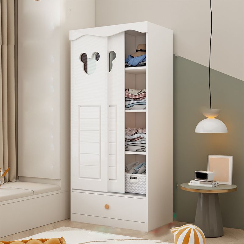 Contemporary Matte Kid's Wardrobe High Gloss Wooden Coat Locker