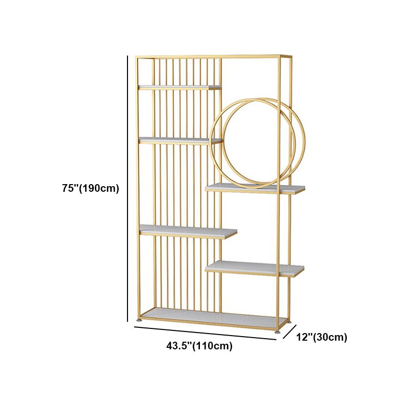 Glam Style Open Bookshelf Metal 6-shelf Bookcase for Home Office