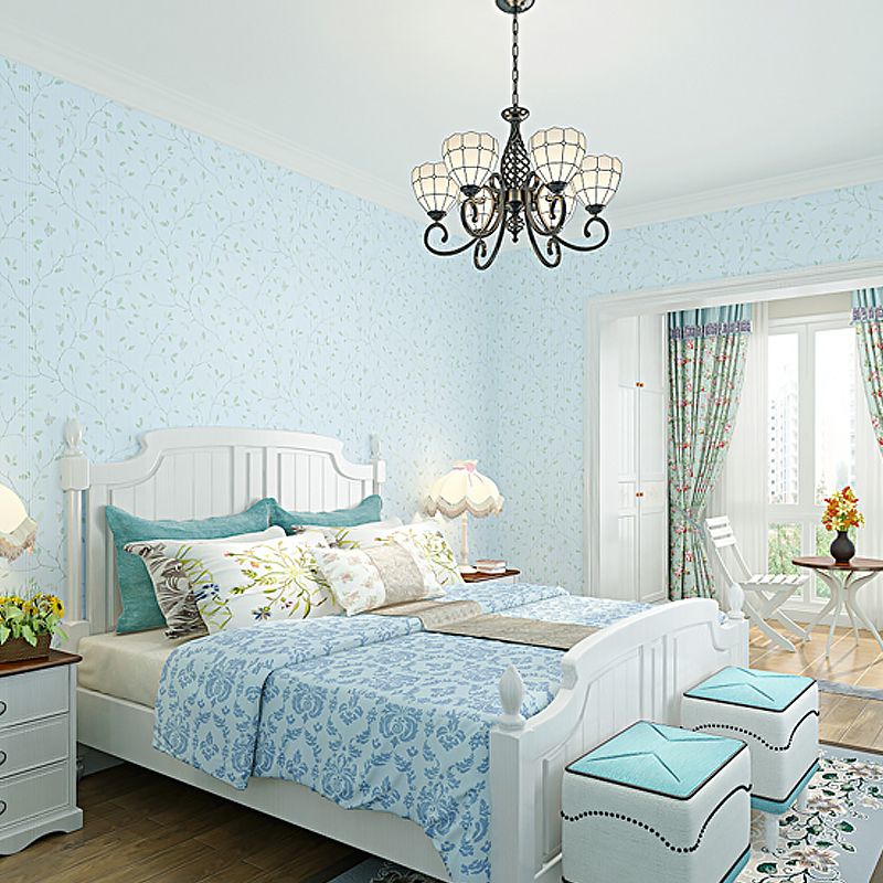 Rustic Sprig Print Wallpaper for Dining Room 54.2-sq ft Wall Art in Pastel Color