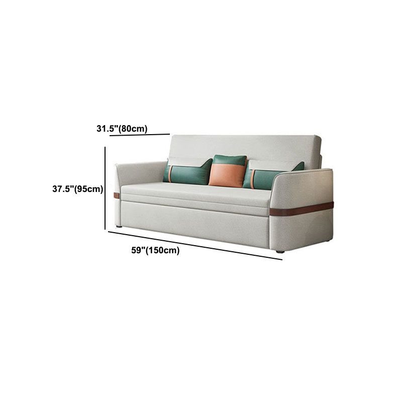 Stain Resistant Sofa Bed Grey Flared Arm Sofa with 3 Pillows