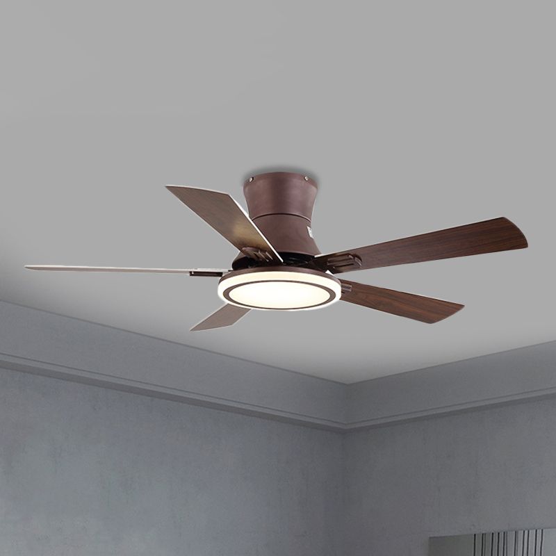 Éclairage de plafond rond 48 "W LED LED MOTRAL MÉTAL MÉTAL moderne Éclairage de monte à chasse d'eau pour le salon, 5 lames