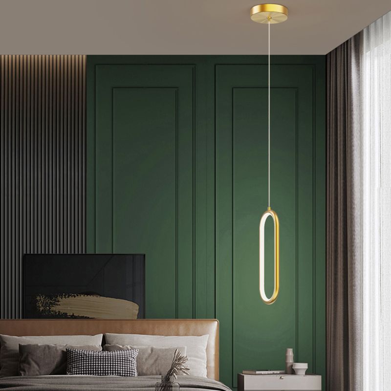 Oval Shape Metal Hanging Light Modern Style 1 Light Hanging Light Fixtures