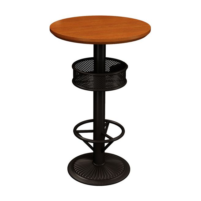 Industrial Brown Wood Bar Table Black and Metal Base Bar Table