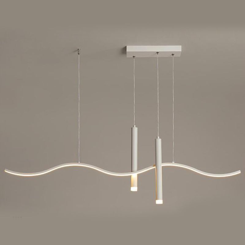 White Ceiling Light LED Contemporary Kitchen Island Lighting for Dining Room