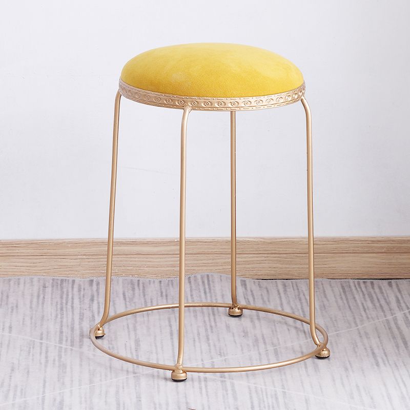 Modern Standard Round Whole Colored Velvet Metal Frame Fade Resistant Ottoman