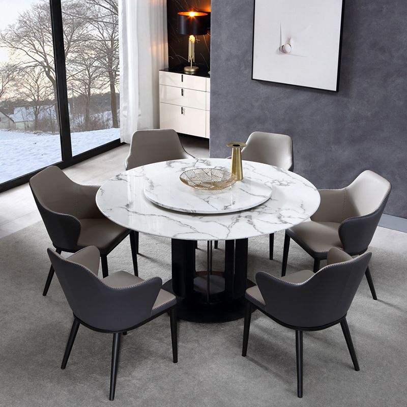 Contemporary Kitchen Dining Chairs Faux Leather Side Chairs in Grey