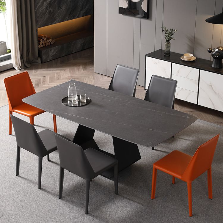 Modern 1/3/4/5/7 Pieces Grey Dining Table Set with Sintered Stone Top Steel Dinette Set