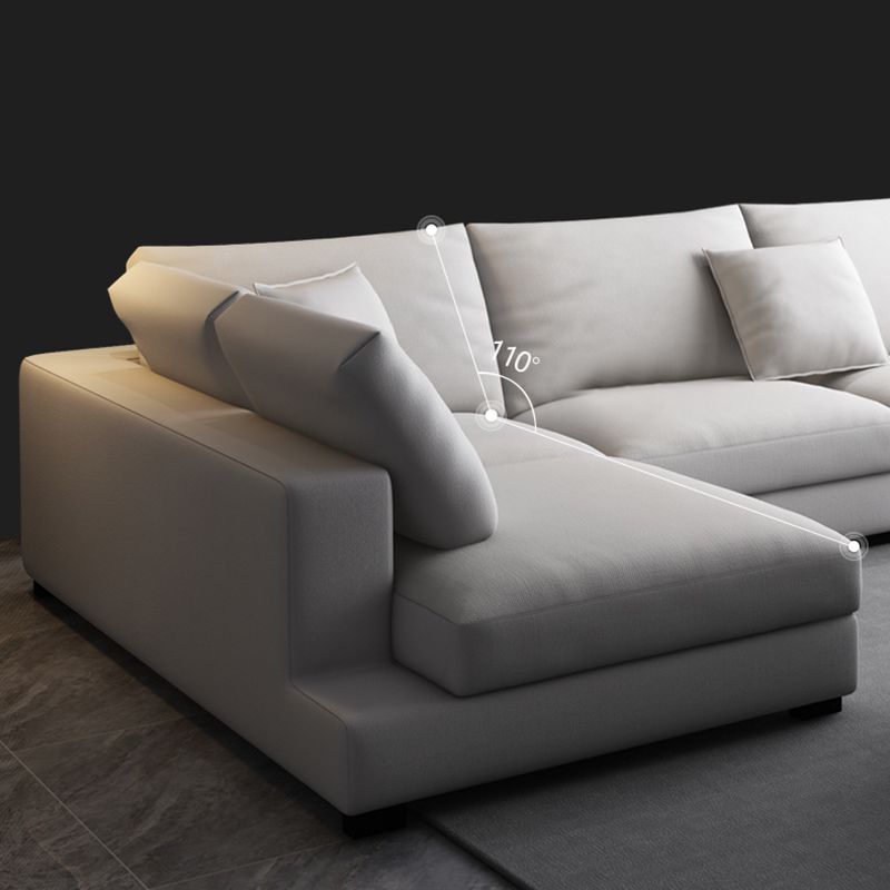 Fabric Pillow Back Sectional Sofa Square Arm Sectional in Gray