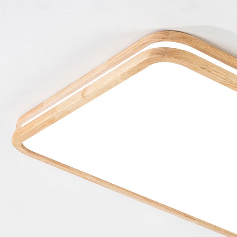 1 Light Geometric Flush Mount Fixture Contemporary Wood Flush Light