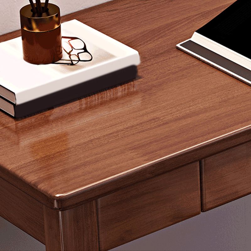 Modern Office Desk 2 Drawers Solid Wood Task Desk with 4 Legs