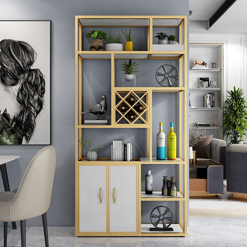 Luxury Floor Wine Glass Stemware Rack Holder Metal Wine Shelf in Gold