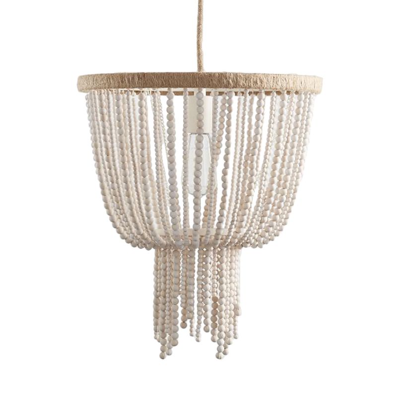 Dome Wood Dormitorio Candelera colgante Contemporánea 1 Cabeza Blanca Costil de techo Luz