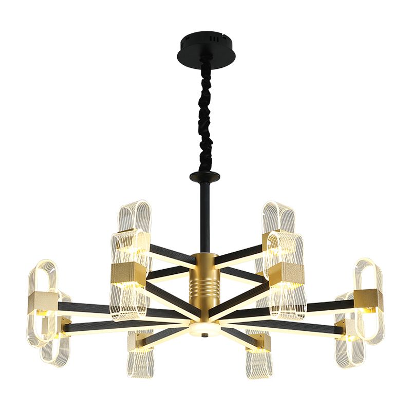 Modern LED Hanging Chandelier Clear Acrylic Shade for Living Room Dining Room