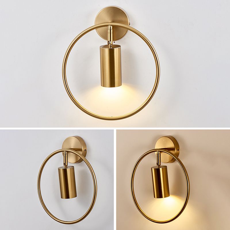 Modern Style Simplicity Wall Sconce Metal Ring Design Single Bulb Bedside Light
