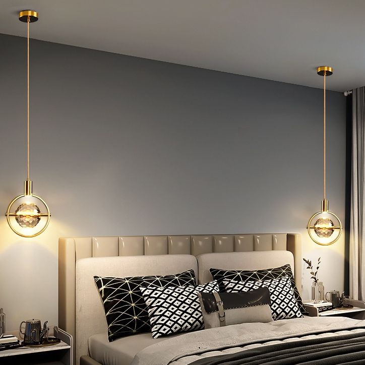 Luce geometrico in stile moderno cristallo 1 luci soffitte appese in oro
