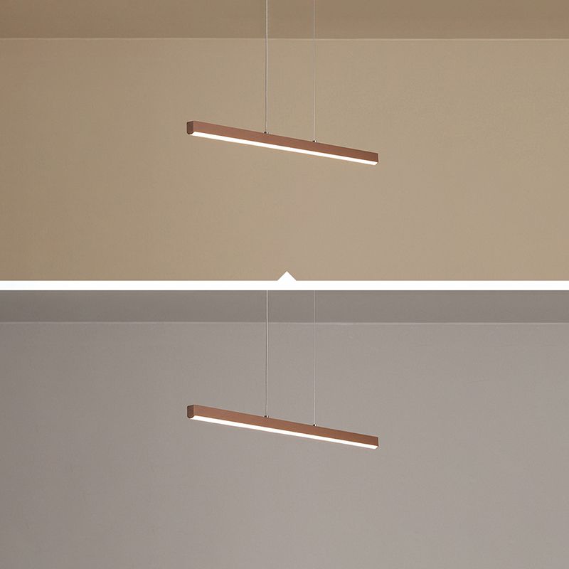1-Licht lineare Inselbeleuchtung zeitgenössische Metallinsel Deckenleuchte in Braun