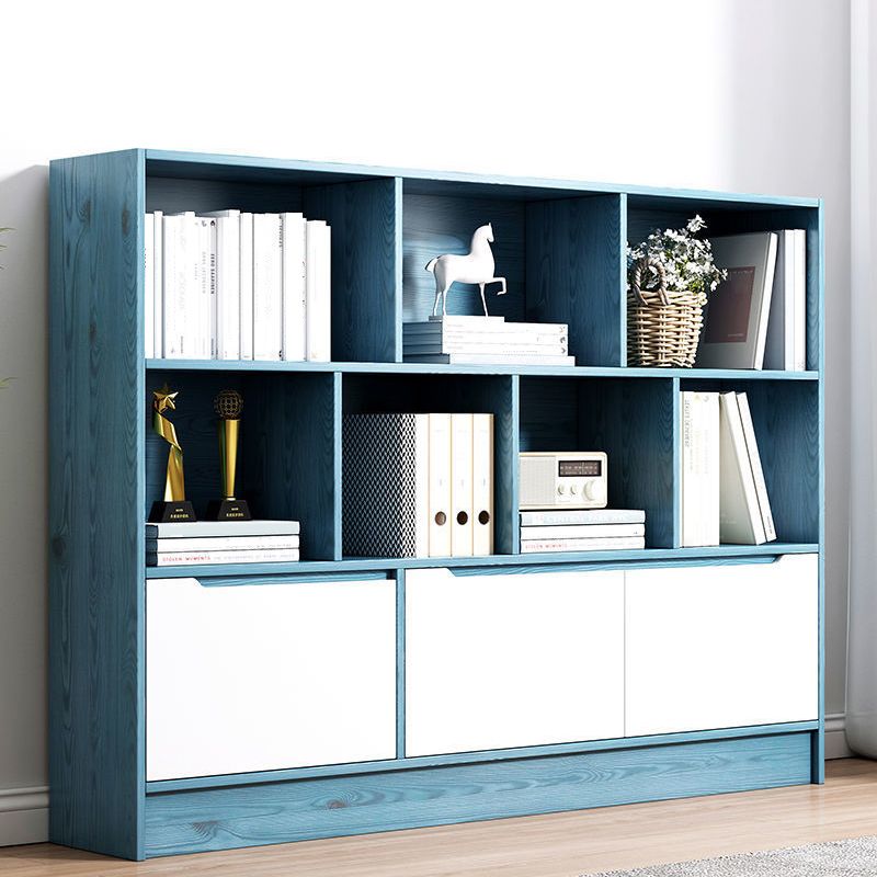 Contemporary Wooden Shelf Bookcase Cube Bookshelf for Study Room