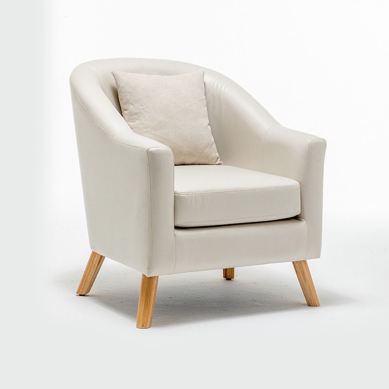 26.77" L x 27.55" W x 32.67" H Linen Barrel Accent Chair Sloped Arms Barrel Chair