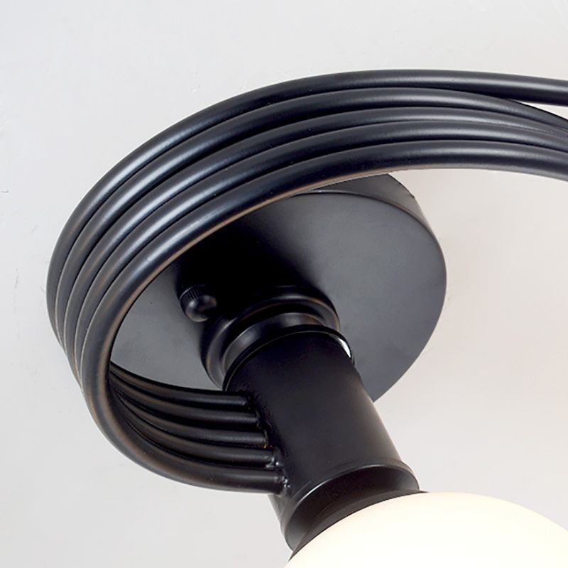Black Semi Flush Mount Light Simple Glass Shaded Ceiling Mounted Light