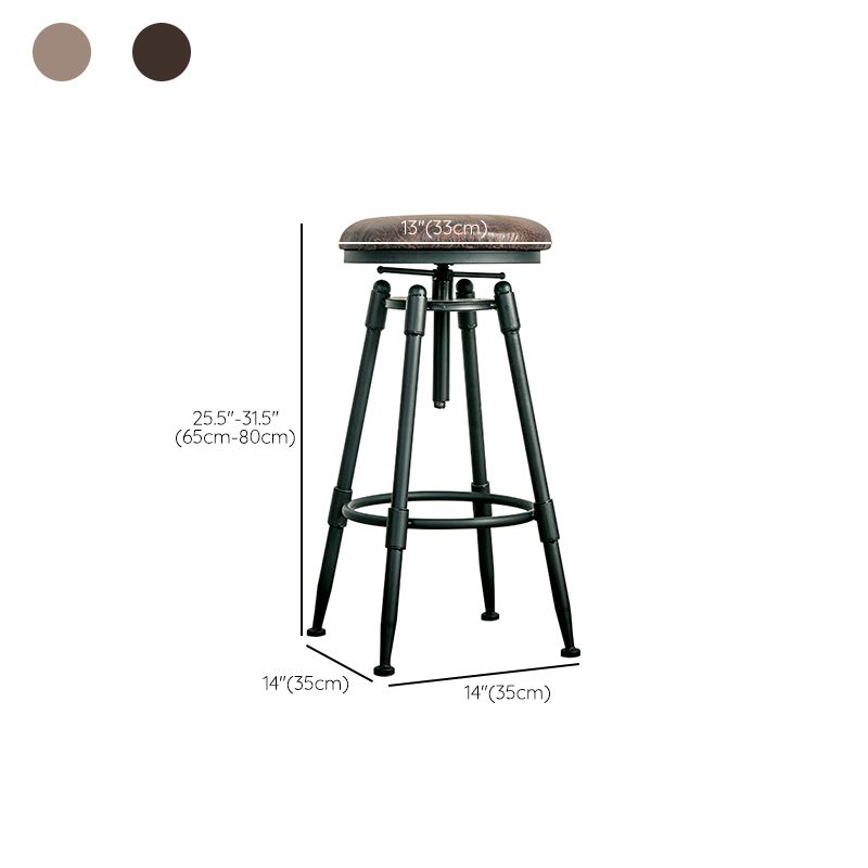Industrial Armless Rotatable Counter Stool Iron Bar Stool with Pedal