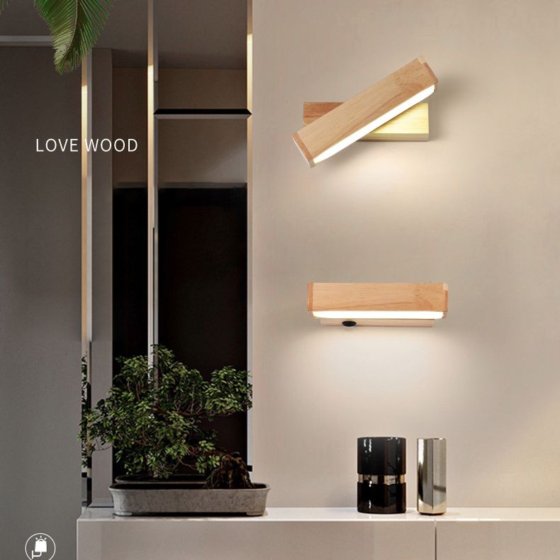 Moderne einfache HolzlED-Wandleuchten Rota-Tisch Wandmontierte Lampen für Schlafzimmer