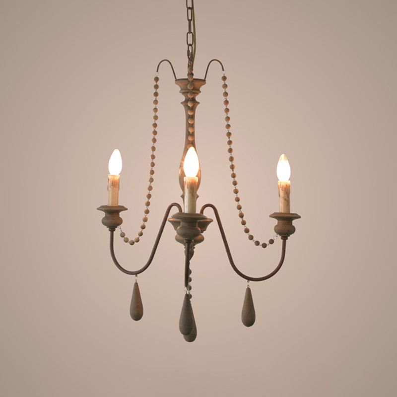 Traditioneller rustikaler Stil aus Holzleuchten mit Multi-Lights Candlestick Design Lighting Fixture mit Schwanenhalsrostarm