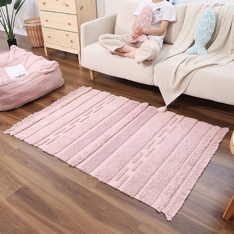 Multicolored Stripe Rug Cotton Western Area Rug Washable Stain-Resistant Easy Care Carpet for Bedroom