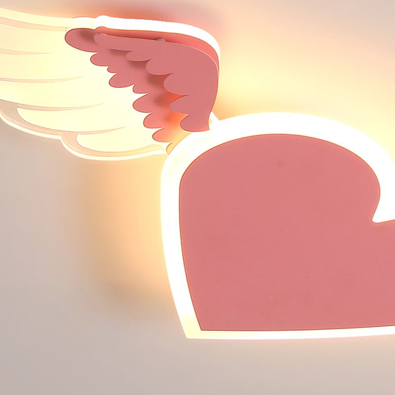 Plafonnier LED en forme de cœur blanc/rose pour enfants, plafonnier en métal pour enfants, lumière chaude/blanche